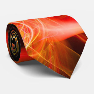 CRAVATE VAGUES FRACTALES ET ÉPAULES EN NOIR ORANGE JAUNE