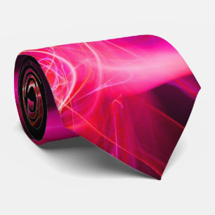 CRAVATE VAGUES FRACTALES ET NAVIRES À FUCHSIE ROUGE NOIR
