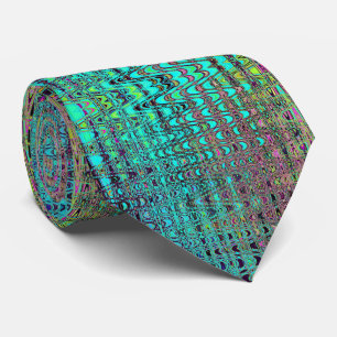 Cravate Vagues Kaleidoscopiques Aqua Retro Boomerang Abstr