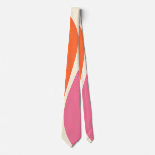 Cravate Vagues simples 2 en rose, orange et crème