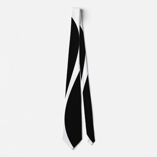 Cravate Vagues simples 2 - Noir et blanc (Devant)
