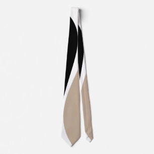 Cravate Vagues simples 2 - Taupe, noir et blanc