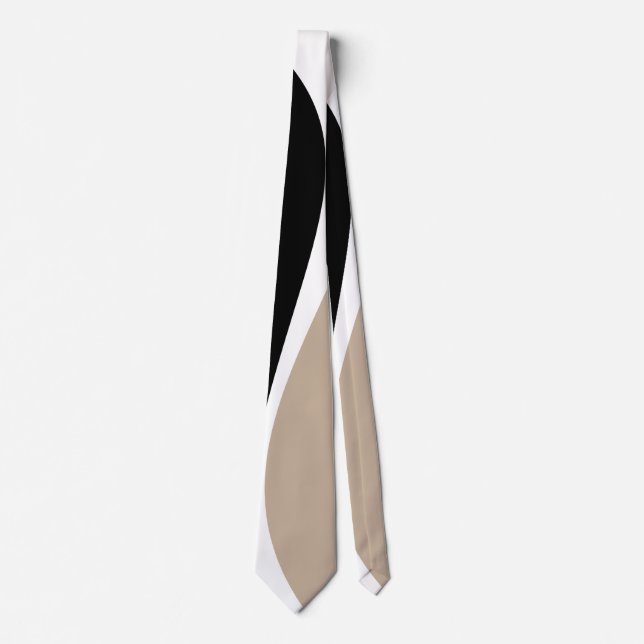 Cravate Vagues simples 2 - Taupe, noir et blanc (Devant)
