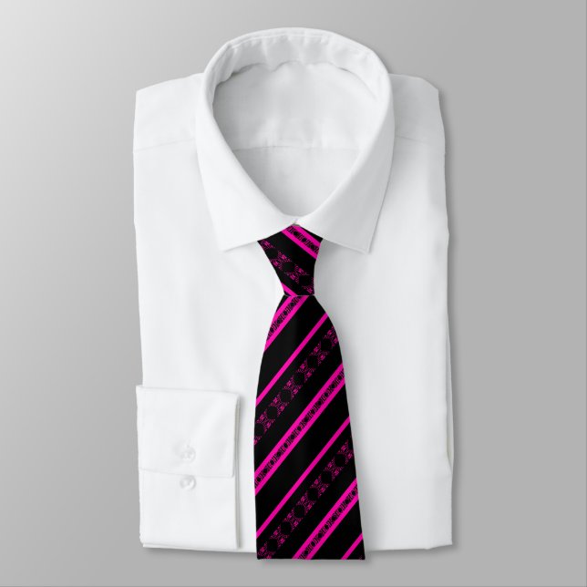 Cravate VALENTIN – Black & Fuchsia Statement Tie (Attaché)