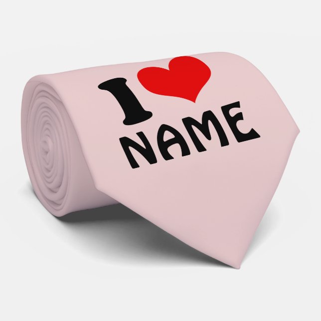 Cravate Valentines personnalisables Jour J'aime Coeur Pers (Roulé)