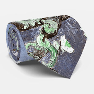 Cravate Van Gogh Almond Blossoms en acier bleu