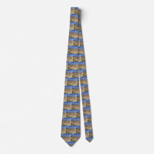 Cravate van Gogh Pile de blé avec faucheuse jaune et bleu