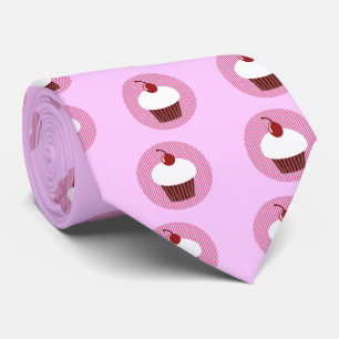 Cravate Vanille Cupcake et rayures roses