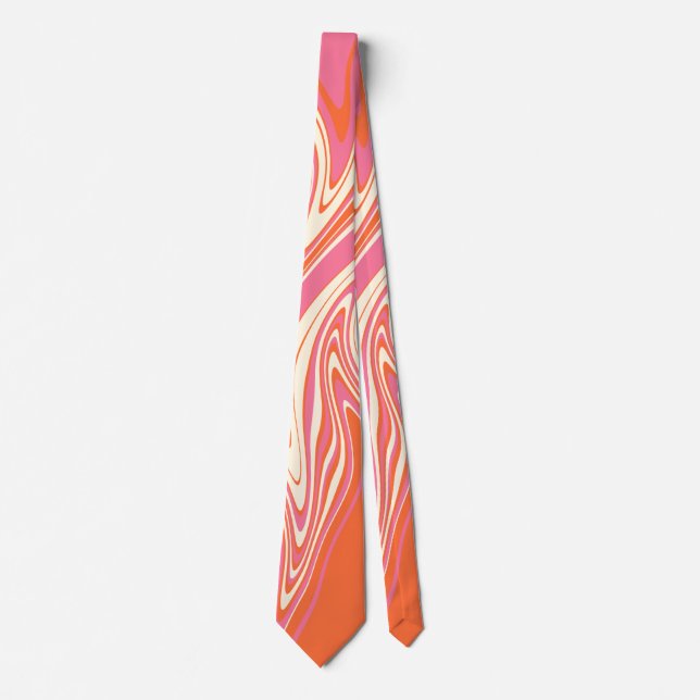 Cravate Varé - rose, orange et crème (Devant)