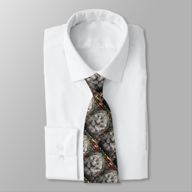 Cravate Vent Sous Mes Ailes Lion Papillon Animal Art (Attaché)