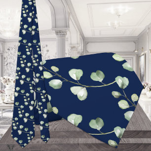 Cravate Verdure Eucalyptus Bleu Nuit Mariage