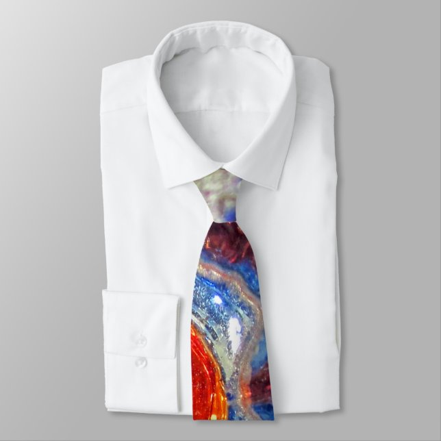 Cravate Verre d'Art Cosmos - Van Gogh Orange Sun (Attaché)