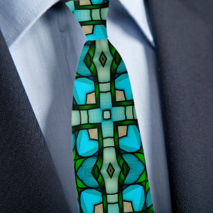Cravate Verre Faux Teinté Bleu et Vert