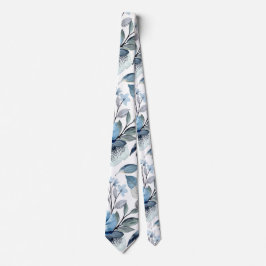 Cravate Vert Aquarelle Marine Bleu Flore Patten
