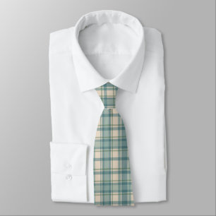 Cravate Vert Bleu Beige Tartan Buffalo Carreaux Hommes