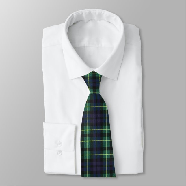Cravate - Vert bleu et jaune Tartan (Attaché)