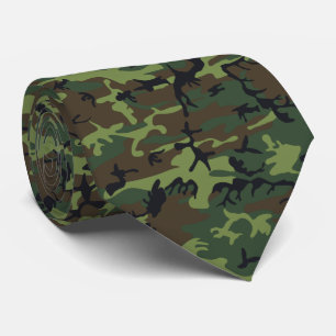 Cravate Vert clair, vert foncé, marron, camouflage noir