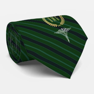 Cravate Vert décoré d'un monogramme professionnel Médic