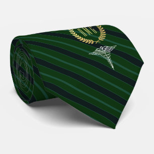 Cravate Vert décoré d'un monogramme professionnel Médicale