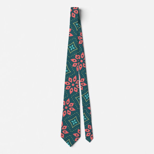 Cravate Vert floral mou (Devant)