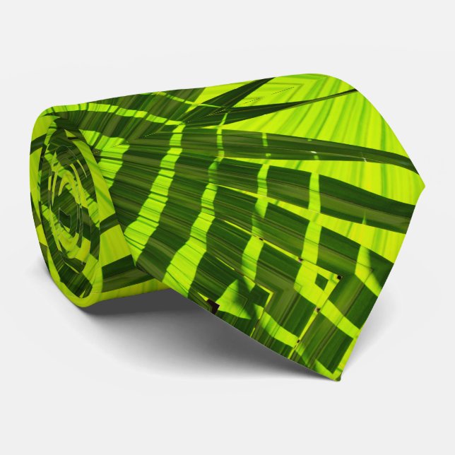 Cravate Vert Motif Abstrait Foliage contemporain (Roulé)