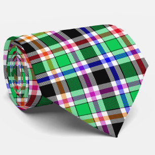 Cravate Vert Noir Multicolore Flanelle Carreaux Tartan