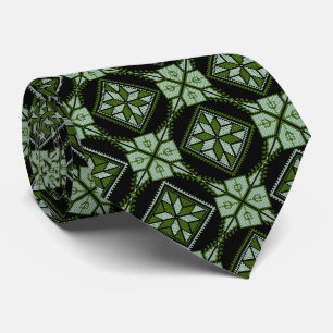 Cravate Vert & noir Tatreez Henna Thobe d'impression Motif