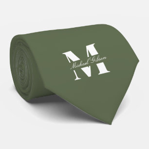 Cravate Vert olive Cadeau de mariage personnalisé pour g