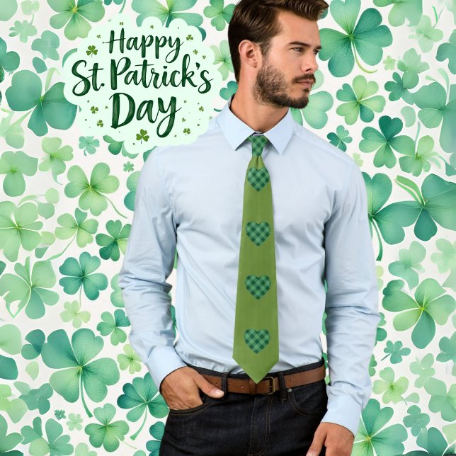 Cravate Vert olive tendance avec Motif de coeur (Trendy Olive Green with Heart Pattern Neck Tie)