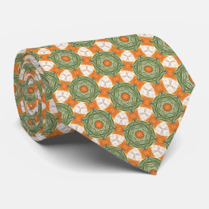 Cravate Vert, orange Motif d'automne