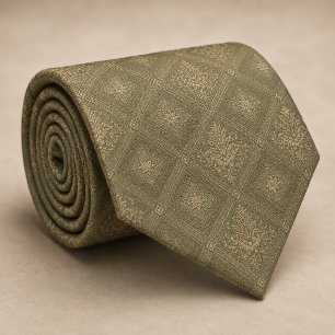 Cravate Vert Sage Or Diamant Damassé Royal