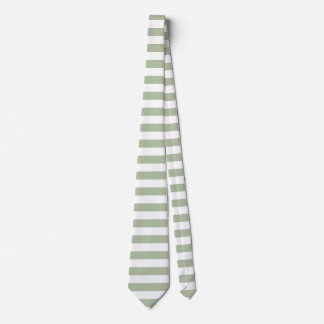 Cravate Vert sauge clair et rayures blanches