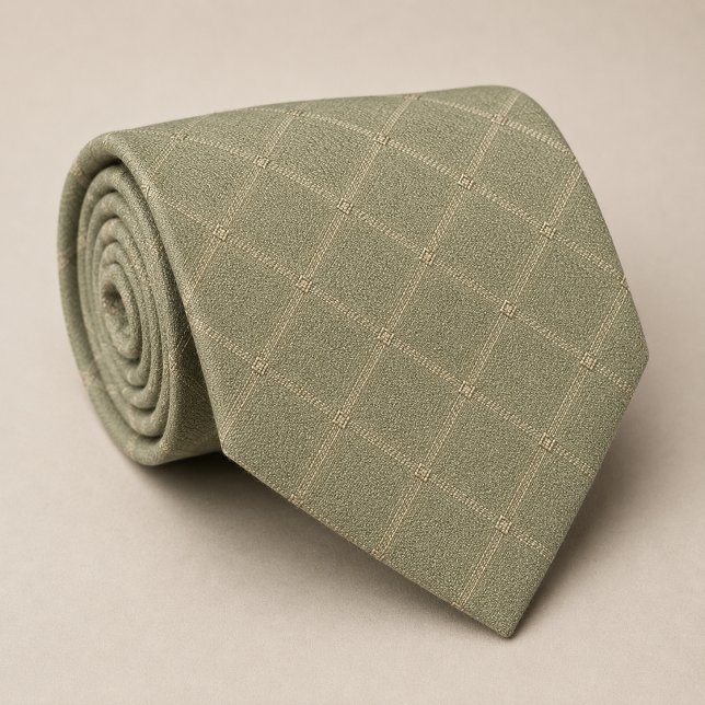 Cravate Vert Sauge Minimaliste Vitrage (Créateur téléchargé)