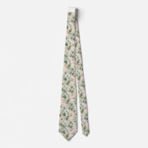 CRAVATE VERT SAUGE ROSE TIE BOTANIQUE CADEAU POUR PAPA