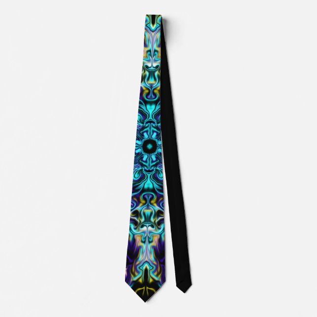 Cravate Vert Turquoise Psychédélique Bohème Mandala (Devant)
