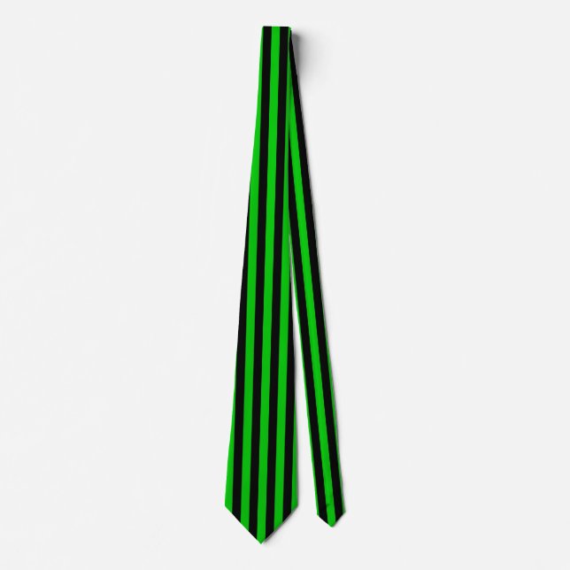 Cravate verte et noire de rayures verticales (Devant)