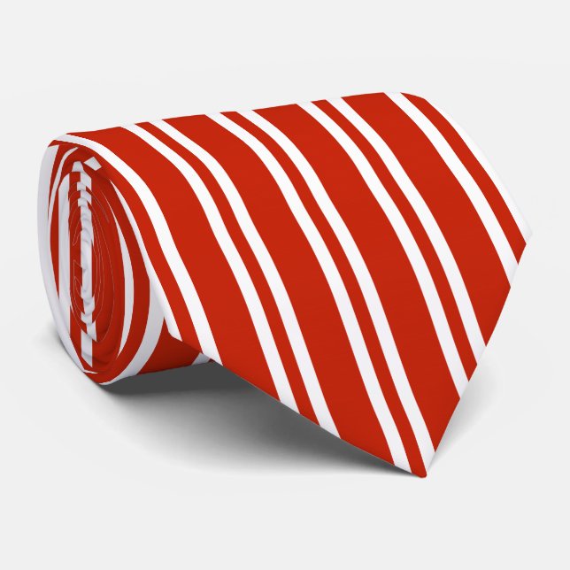 Cravate Verticale Rouge Et Blanc (Roulé)