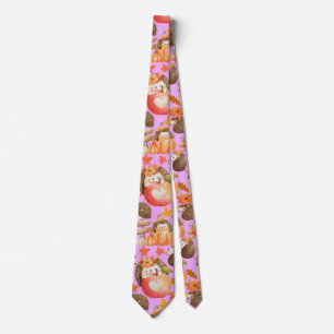 Cravate Vibes d'automne Motif Porcupine Rose BG