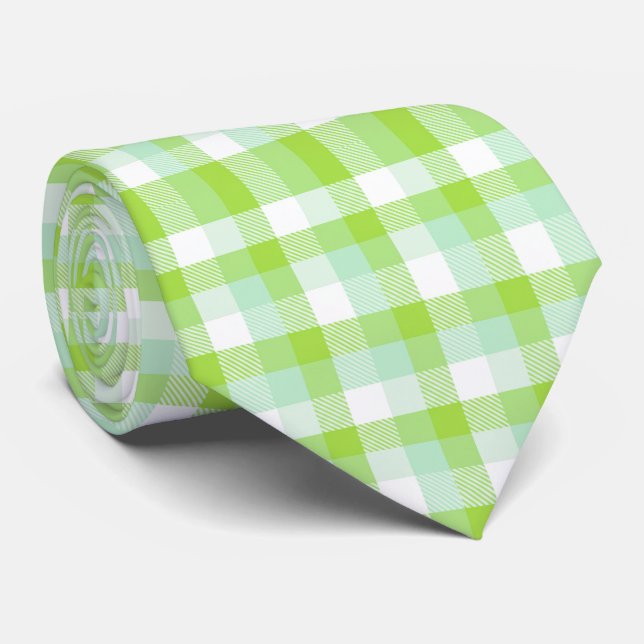Cravate Vibrant Citrus Green Modern Bold Gingham Check (Roulé)