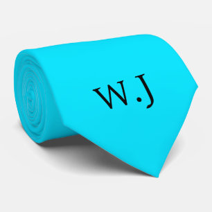 Cravate Vibrant néon fluorescent bleu monogramme drôle