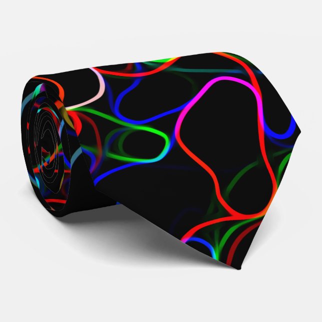 Cravate Vibrant Neon Swirl  (Roulé)