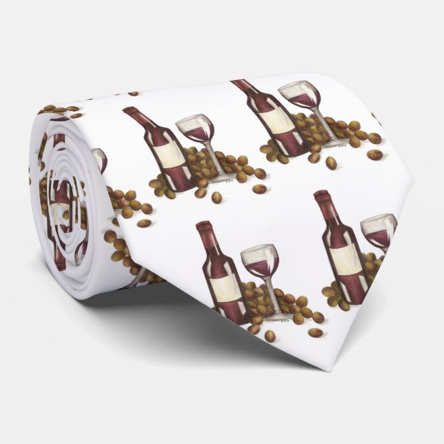 Cravate Vin Rouge Merlot Cabernet Bouteille Vaisseau de ra (Roulé)