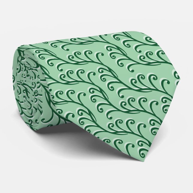 Cravate Vins Tourbillonnant verts (Roulé)