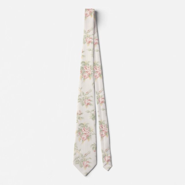 Cravate Vintage Pink Rose Cottagecore Floral Pattern (Devant)