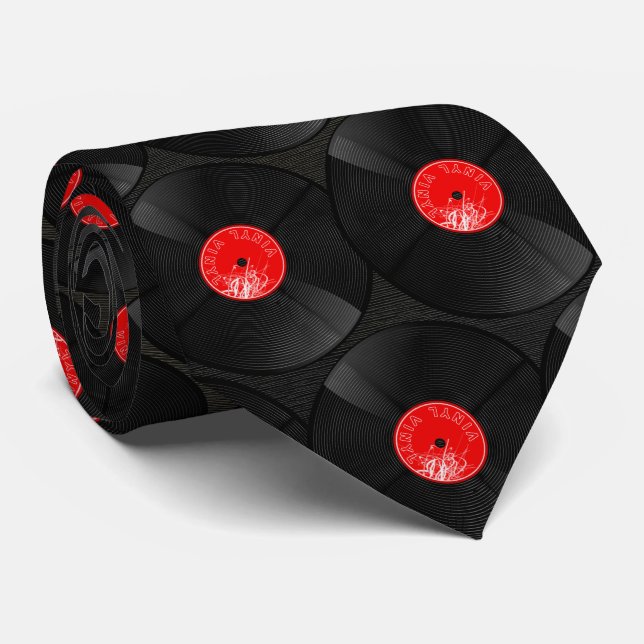 Cravate Vinyl Rhythm – Battements Rétro (Roulé)