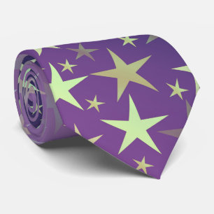 Cravate violet+argent, brillant, brillant, étoile, couleur