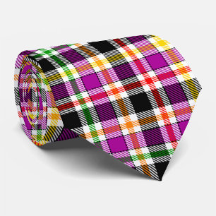 Cravate Violet noir multicolore flanelle carreaux tartan