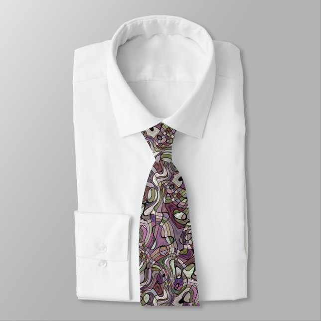 Cravate Violet violet déformé Motif Carré tordu (Attaché)