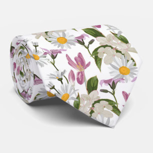 Cravate Violette rose fleurs sauvages tropicales de margue