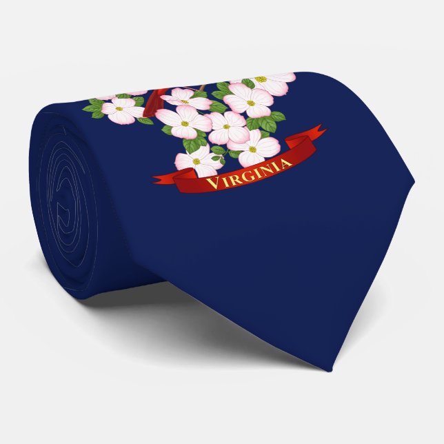 Cravate Virginie State Cardinal Bird and Dogwood Flower (Roulé)